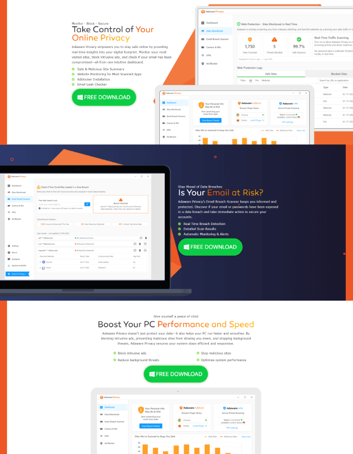 Adaware Privacy Suite Landing Page Example